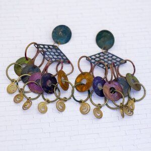 Vintage Colorful Discs Elegant Multi Dangle Earrings - V27